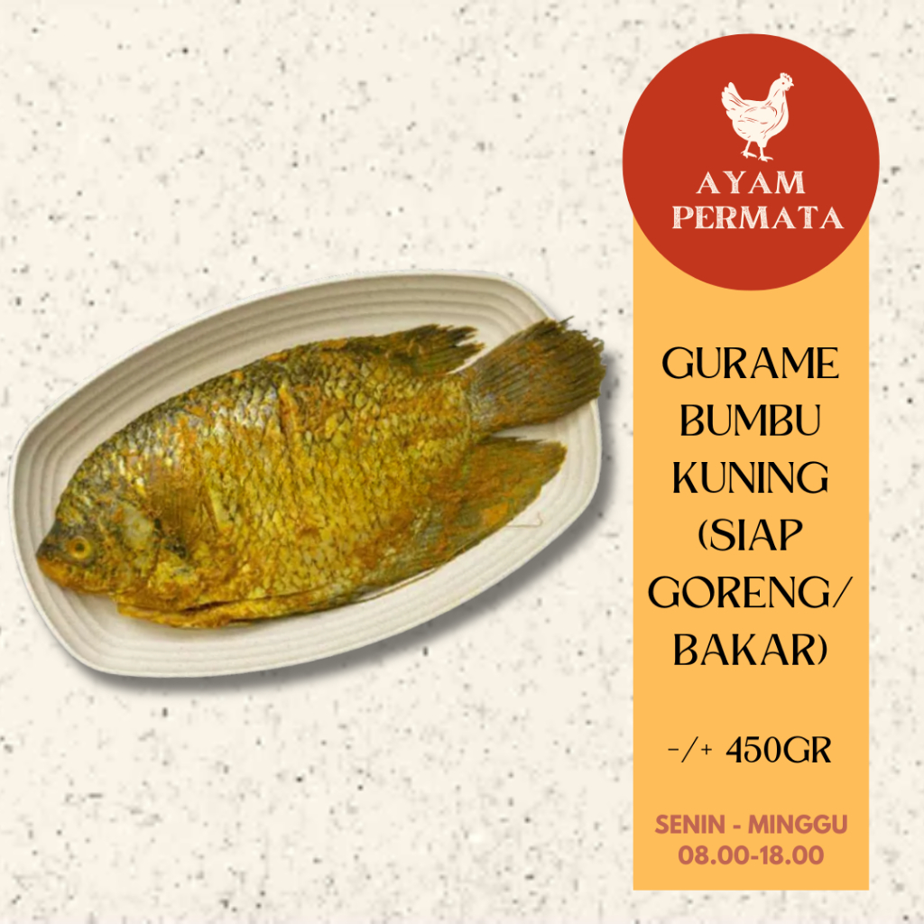 Ikan Bumbu Kuning Marinasi Siap Goreng Bakar : Gurame / Lele / Kembung / Nila / Fillet - Ayam Permat