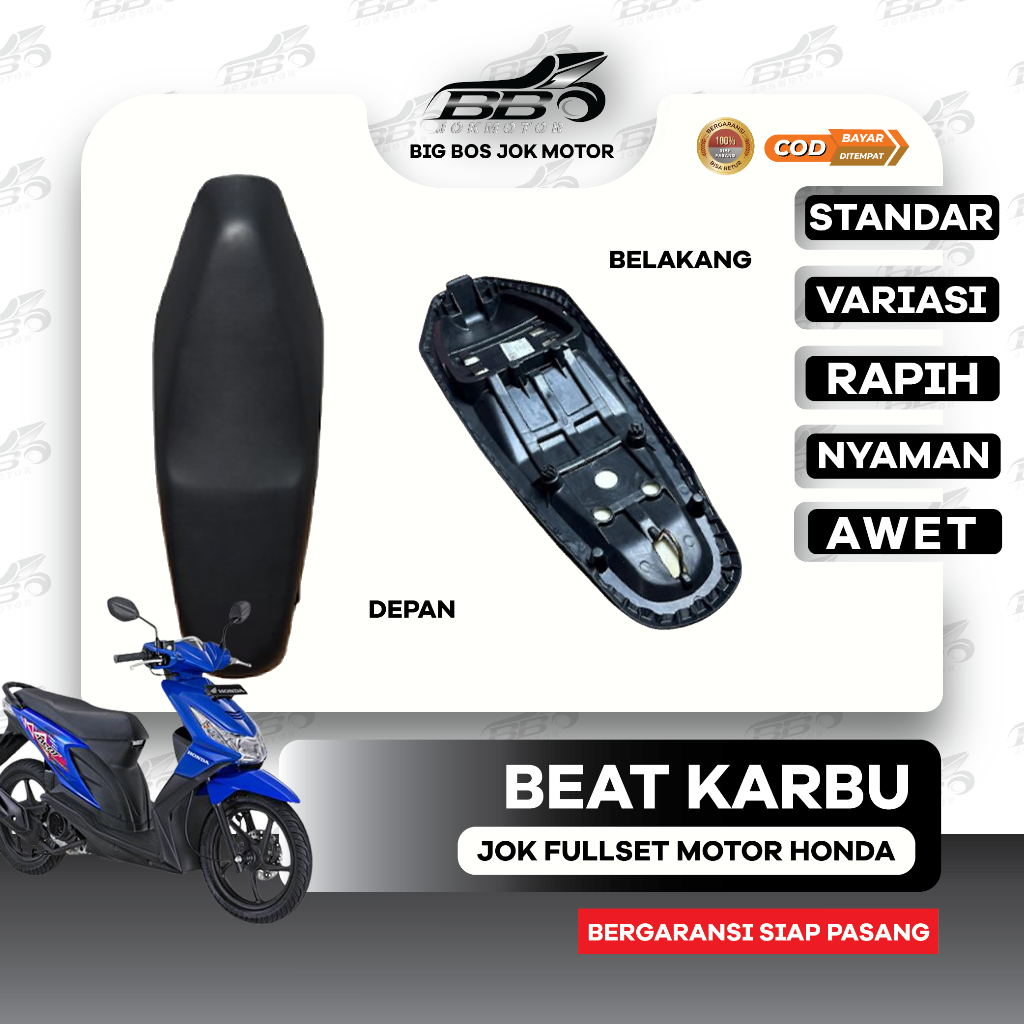 Jok Motor Beat Karbu Siap Pasang I Jok Honda Beat Lama Kulit Standar & Variasi