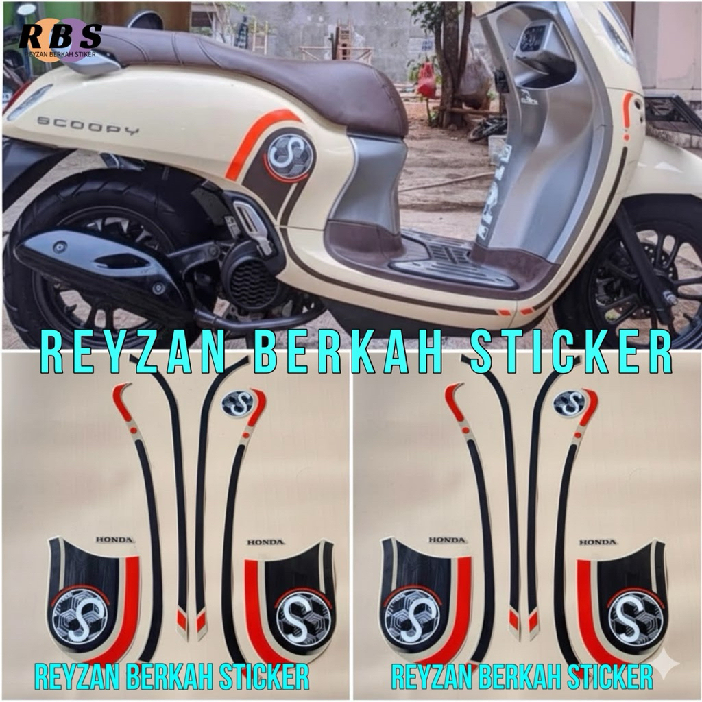 STIKER STRIPING LIS LES BODY HONDA SCOOPY FASHION 2020 2021 CREAM