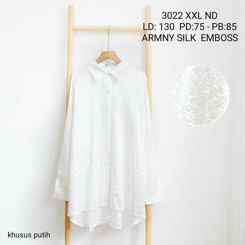 BLOUSE DAN TUNIK BUSUI FRIENDLY SILK EMBOS KHUSUS PUTIH