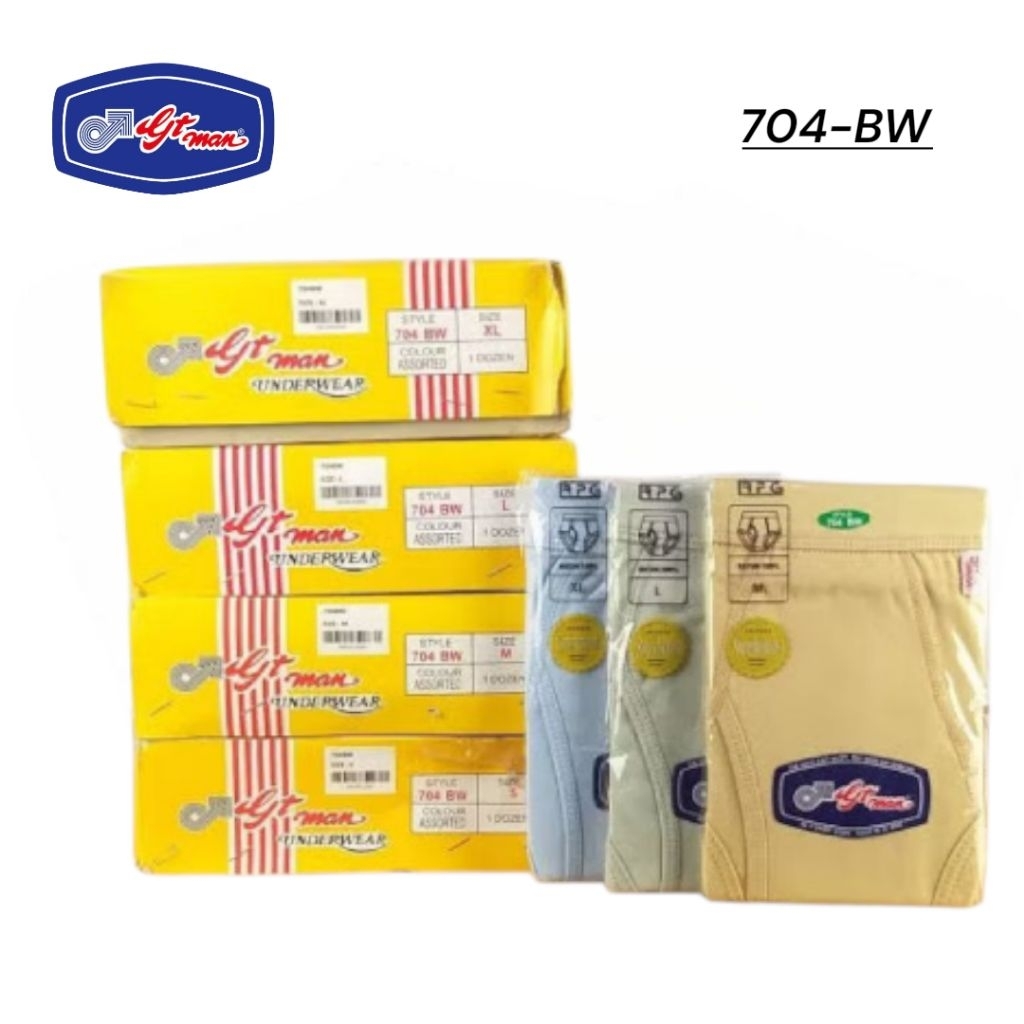 [ 3pcs ] CD GT Man 704-BW Warna | Gt Man Celana Dalam Pria Dewasa | Cd Cowok Katun Polos | GT Man