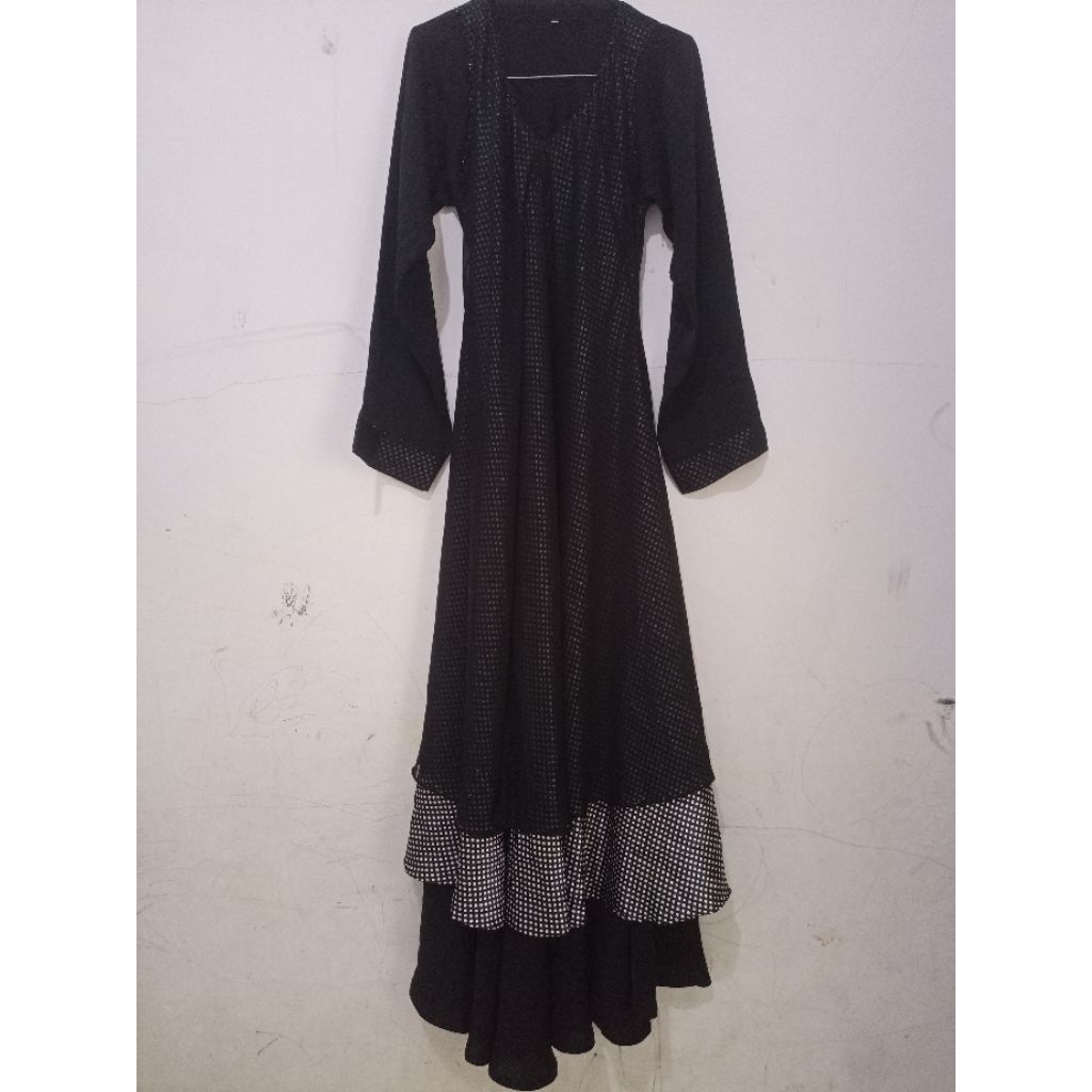Gamis Hitam motif polkadot