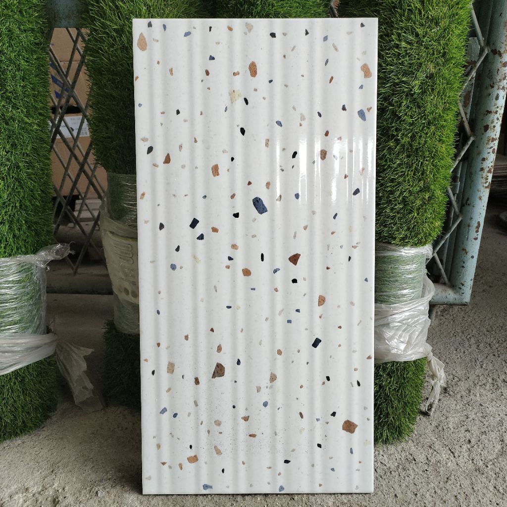 keramik 30x60 motif terazo garis timbul (glossy-timbul) / keramik dinding/ keramik dinding kamar man