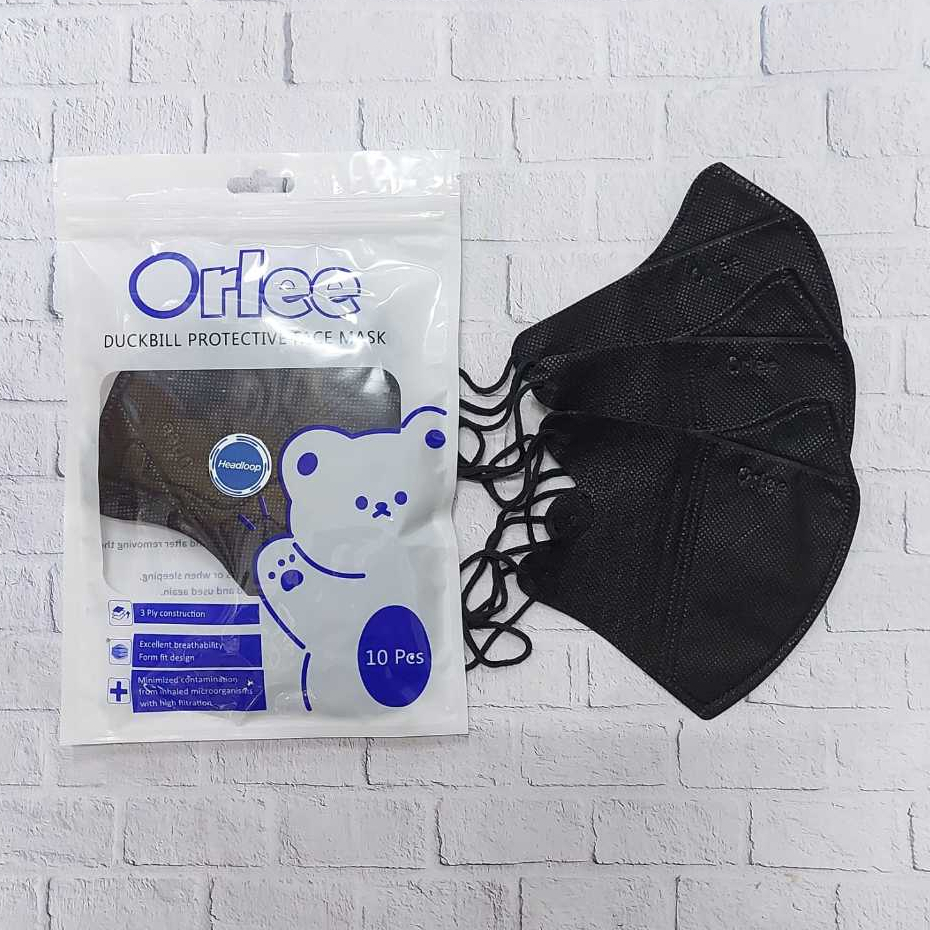 ORLEE DUCKBILL ISI 10PCS / ORLEE MASKER DUCKBILL EMBOSSED HITAM