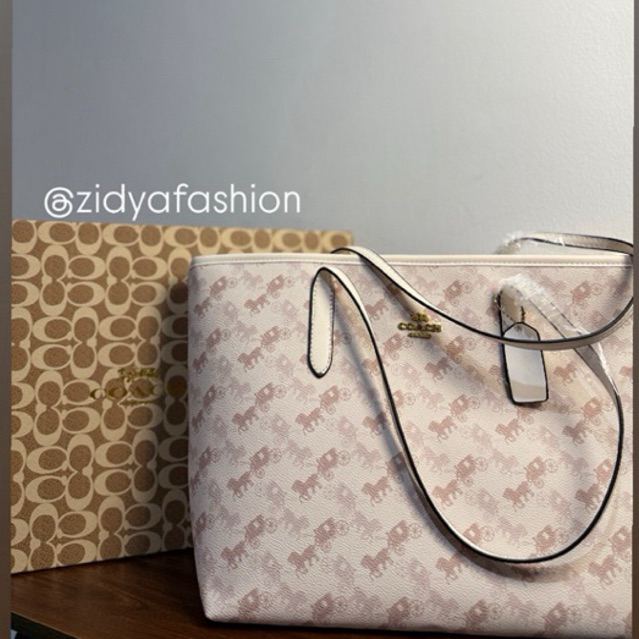 Tote Bag Wanita Motif Elegan Warna Putih Tas Jinjing Fashion Import