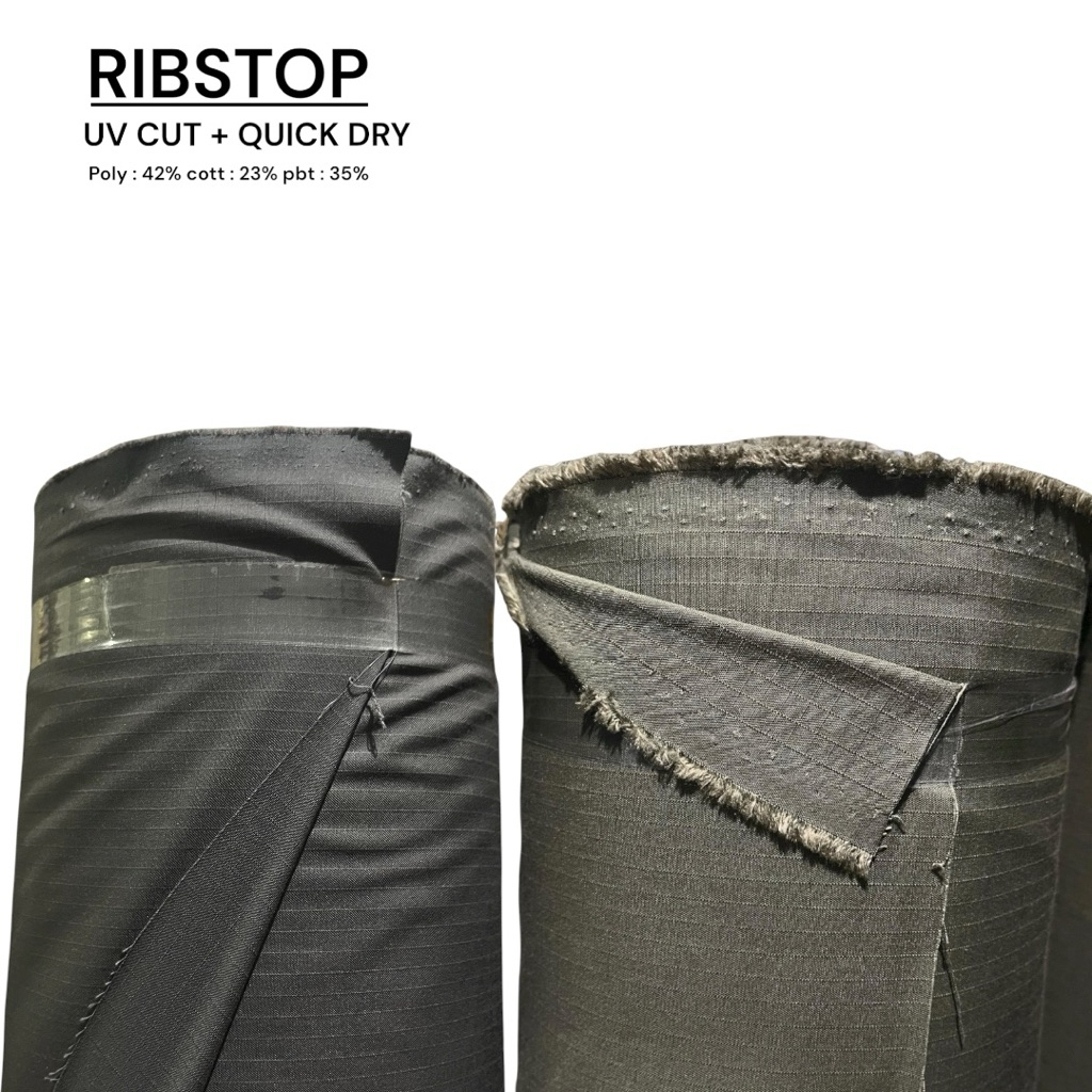 [0,5M] Bahan Kain Ripstop RIPSTOK Ribstop Ribstok polos seragam tactical pdl lapangan outdoor blackh