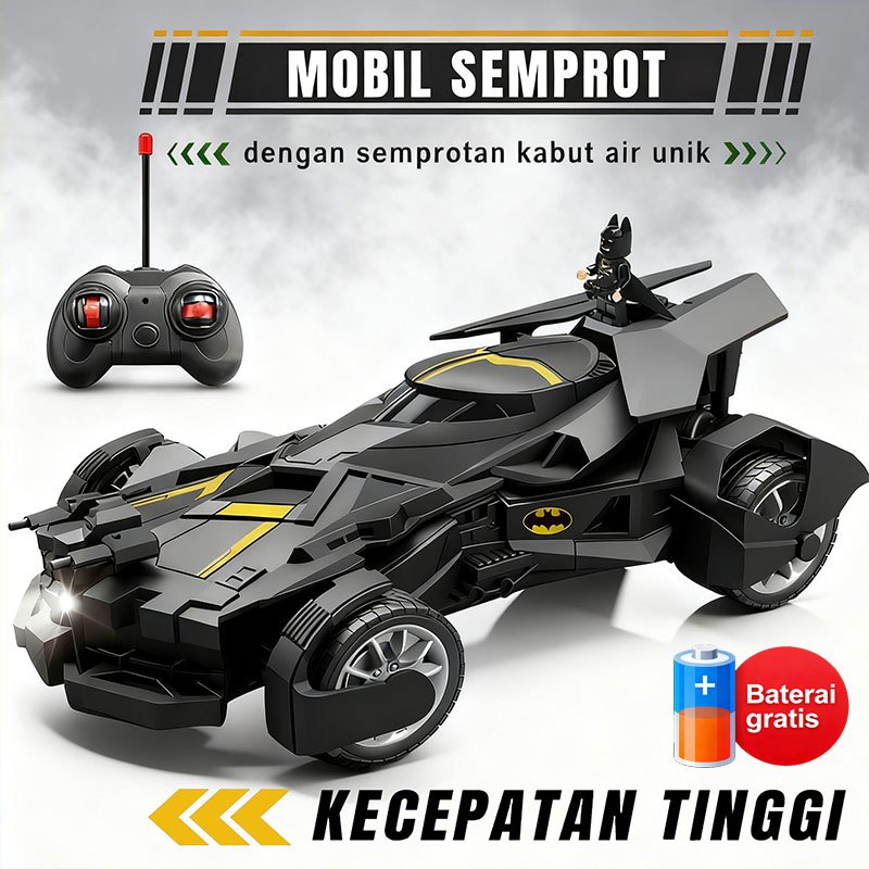 Tatajoy Mobil Remote Control Batman Semprotan Air Lampu High Speed RC Car Anak Formula Sedan