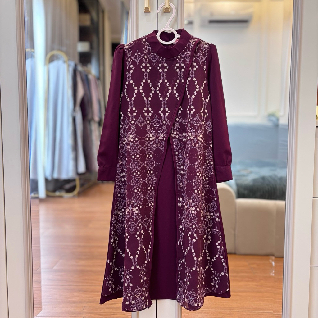 NNfashion Khansa Dress Couple Anak Gamis Muslimah-BURGUNDY Anak