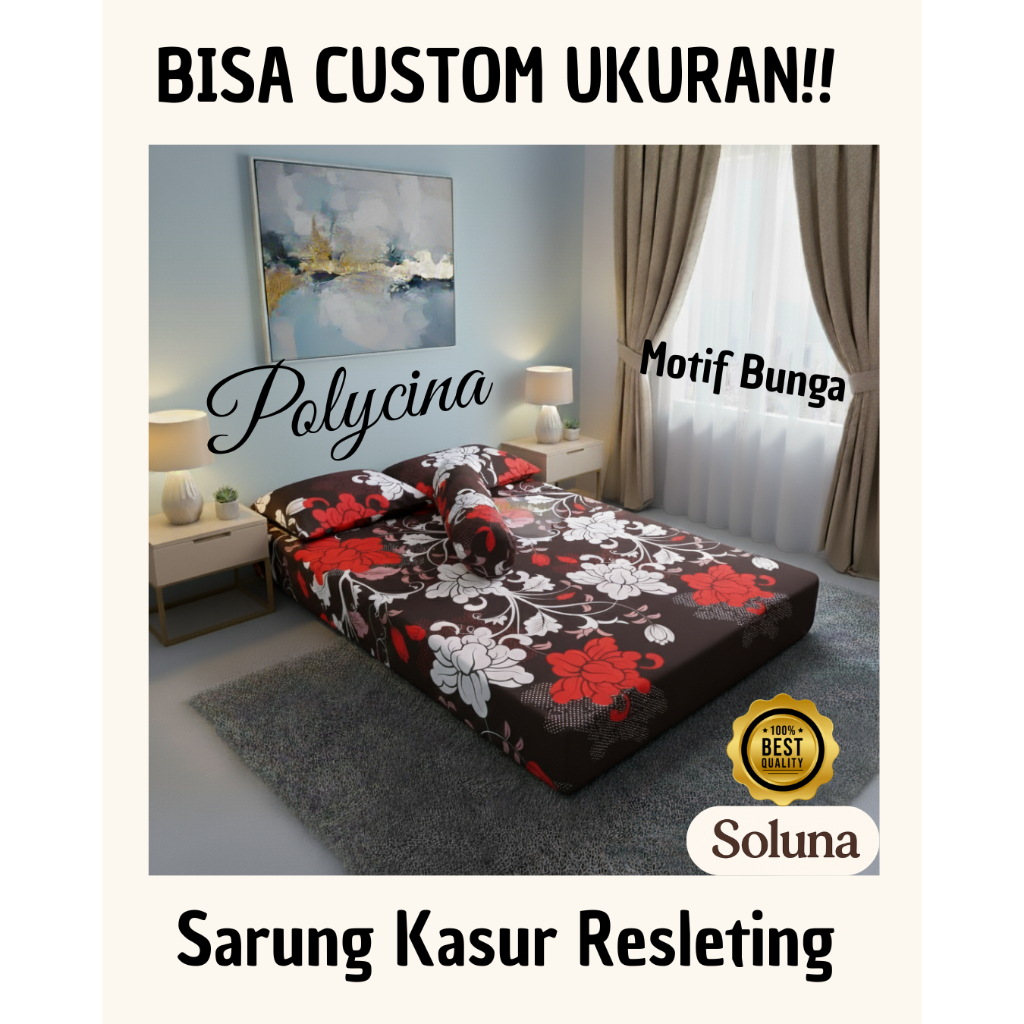 Sarung Kasur Busa/dakron resleting uk 80 x 170/180/200 x 5/10, BISA REQUEST UKURAN