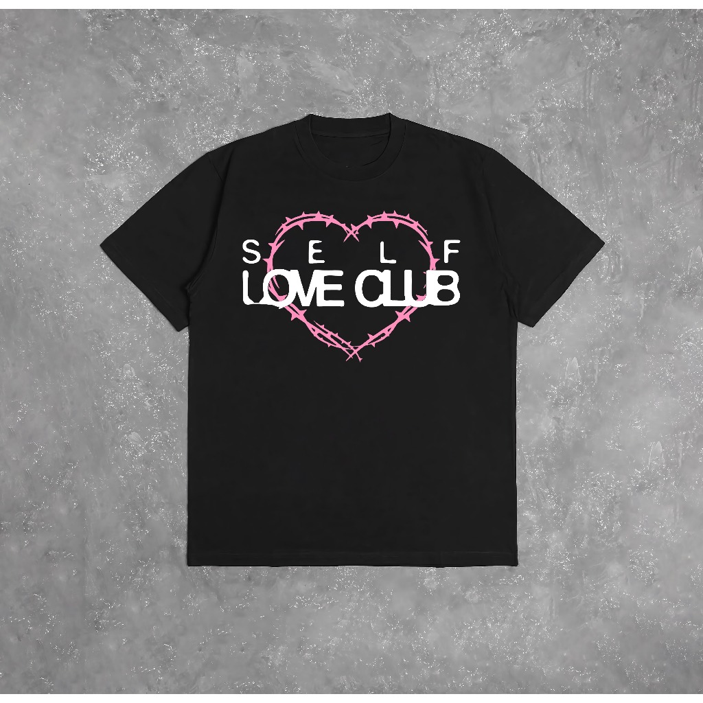 Kaos Aesthetic "Self Love Club" Y2K Style Lengan Pendek | Bahan Katun Adem Viral TikTok | Baju Wanit