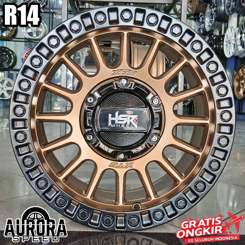 Pelek offroad ring 14 mobil Kijang Avanza Xenia Grandmax L300 Traga Rangga Velg HSR XTS05 R14 bronze