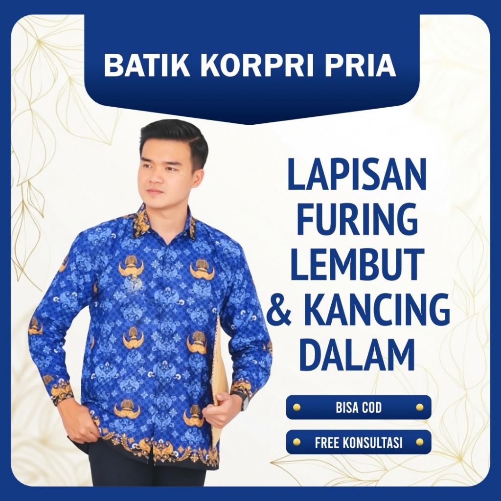 Baju KORPRI Pria Katun C40s Premium Adem Jahitan Rapi Seragam ASN PNS PPPK Lapis Furing SYAFASTORE