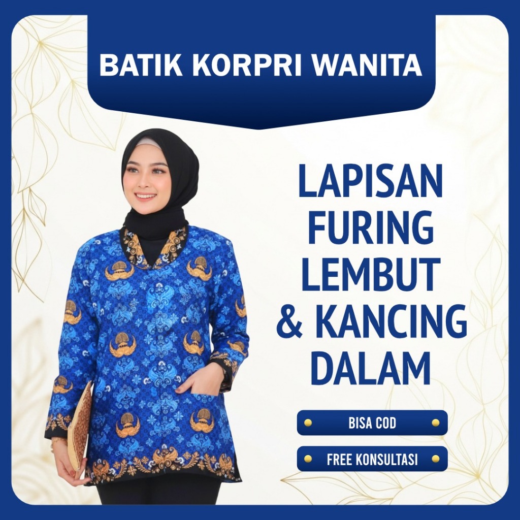 Baju KORPRI Wanita Katun C40s Premium Adem Jahitan Rapi Seragam ASN PNS PPPK Lapis Furing SYAFASTORE
