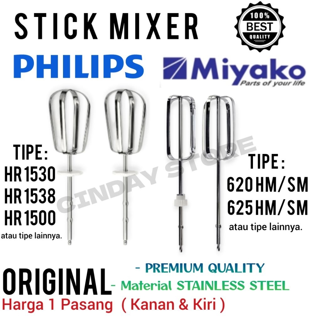 STICK PENGADUK MIXER MIYAKO HM 620 SM 625 PHILIPS 1530 HR 1538 HR 1500 CUCINA BEATER ORIGINAL STAINL