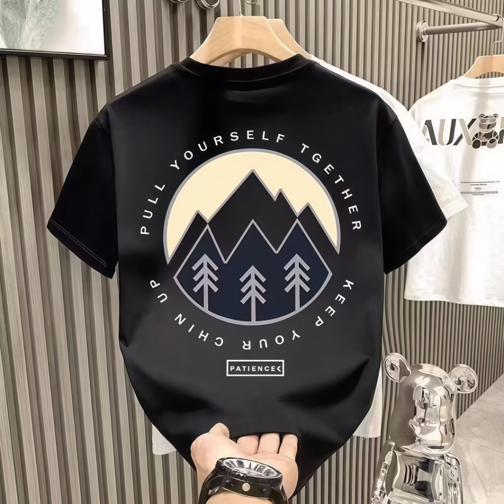 COD   Baju Kaos Distro Motivasi Gunung Warna Hitam Putih OOTD Santai Beraktivitas Luar Ruangan