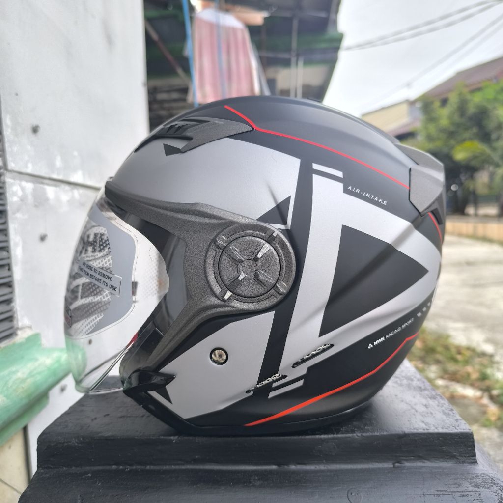 Helm NHK gladiator grande black silver doff HELM Doble visor NHK