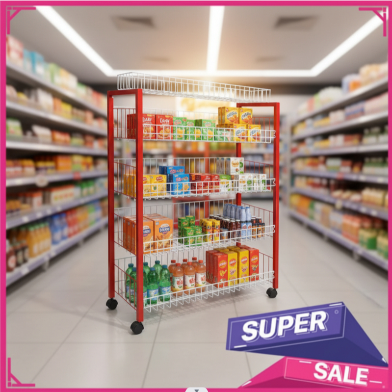 Rak Minimarket Serbaguna SS5/Rak Chiki Minimarket Susun 5 Kokoh Free Roda