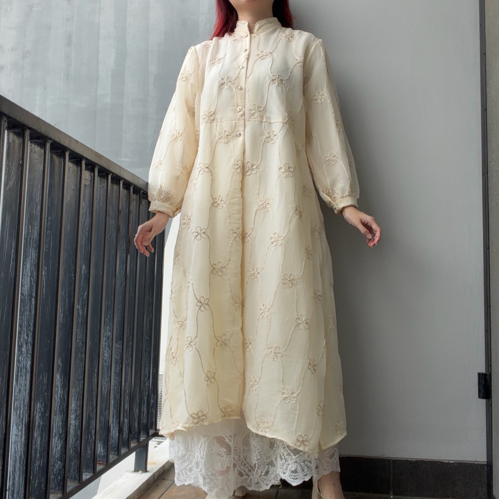 Nagita Gamis dress Top atasan blouse kemeja panjang wanita kerja kondangan wisuda lebaran katun orga