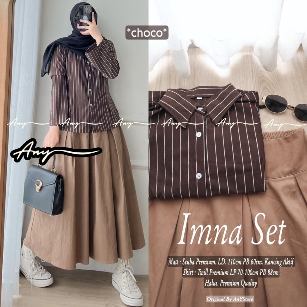 Imna Set Salur Mix Rok Mayung Twill (Any)