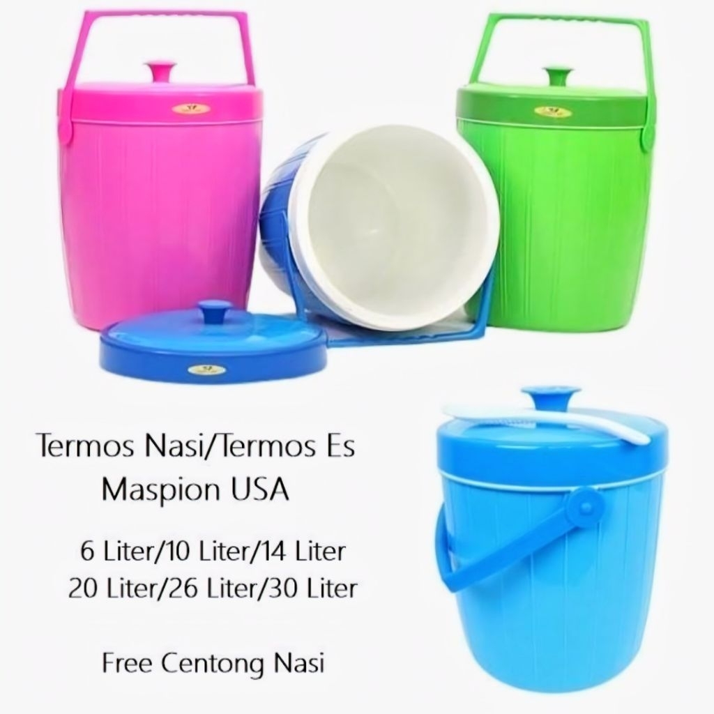 Maspion Thermos Rice Bucket USA/Termos  Nasi Es Kapasitas Besar Plastik Tahan Panas Dingin sedia ber