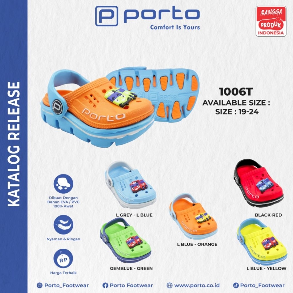 Sandal Anak Porto 1006T Ringan Anti Slip