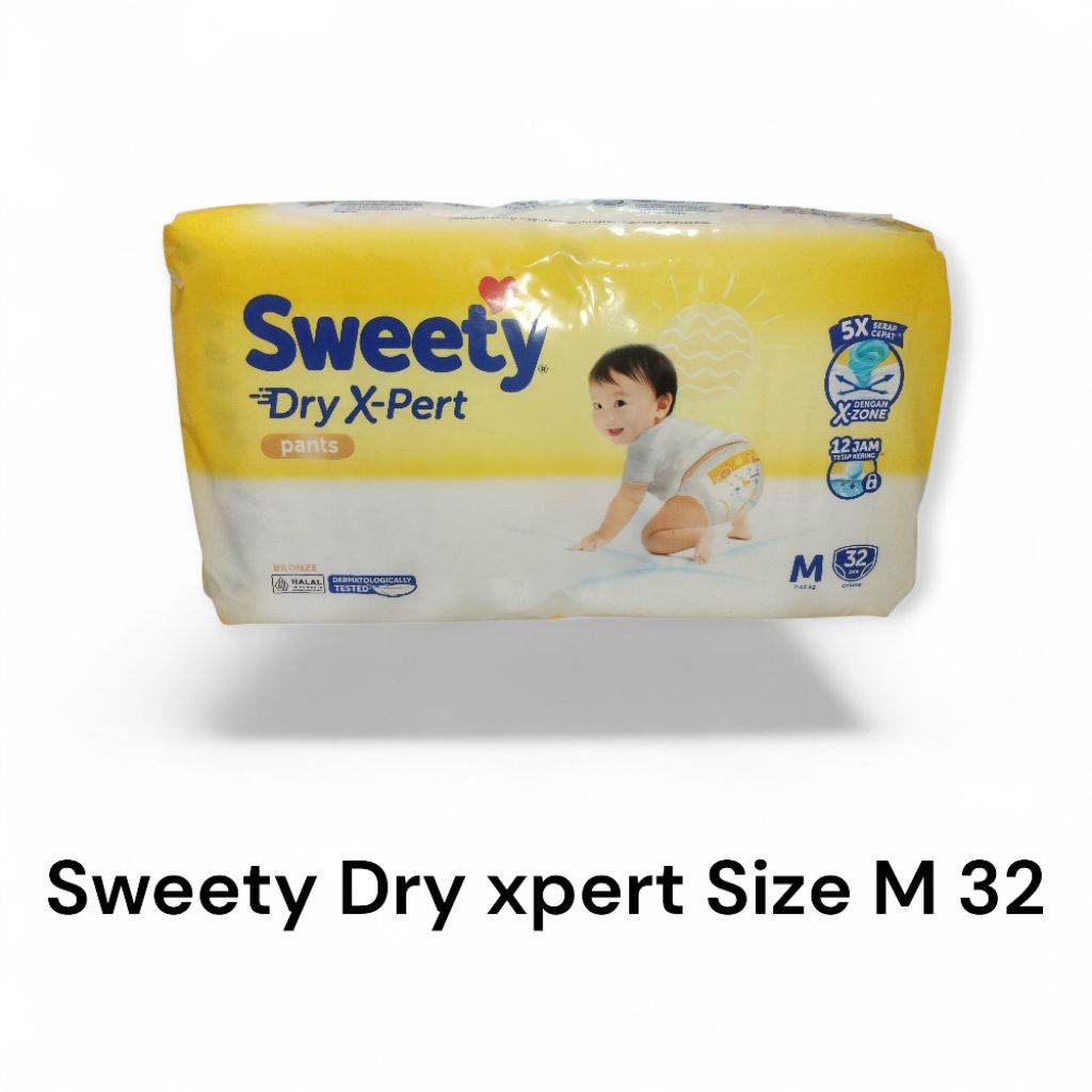 Pampers Sweety Dry Xpert Size M Isi 32 Pcs Popok Bayi Lembut dan Nyaman Anti Bocor Daya Serap Tinggi