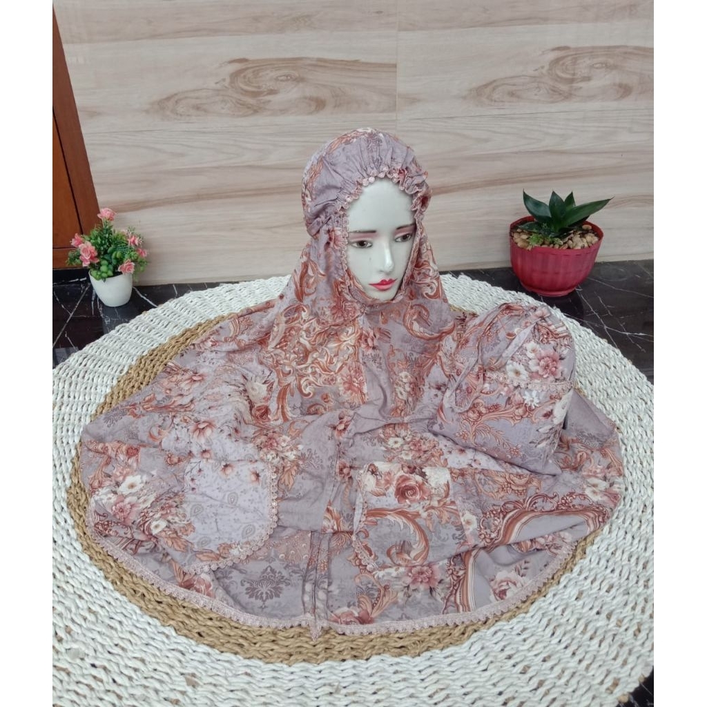 (COD) MUKENA RAYON MOTIF BUNGA TERUSAN/LAJURAN DEWASA