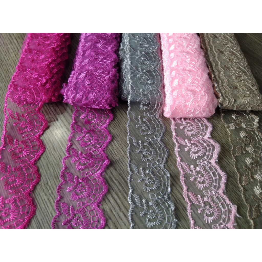 Renda kaca organdi per rol termurah