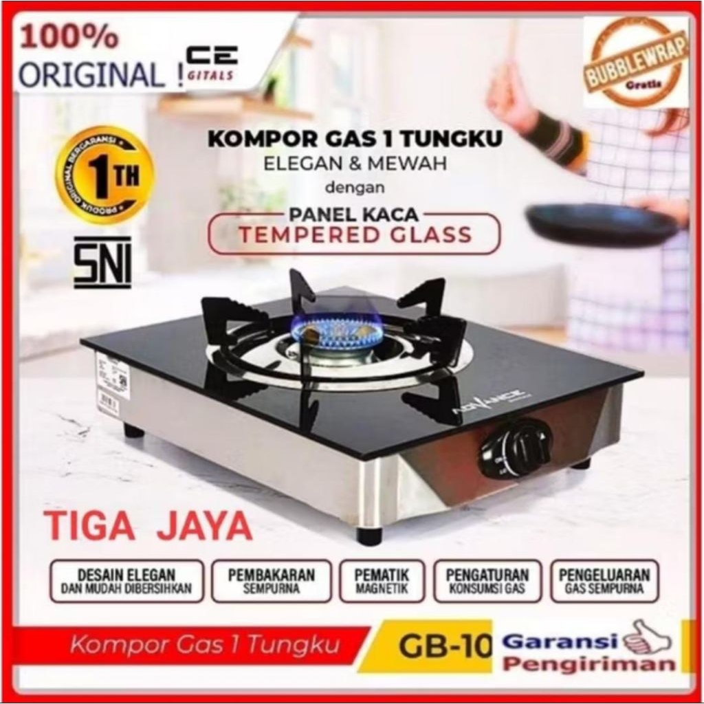 Kompor Gas 1 Tungku Kaca Advance 101 K Kompor Gas Tempered Glass 1 Tungku Advance 101K