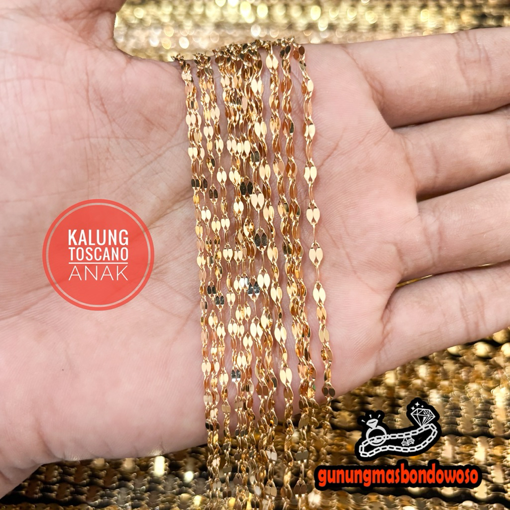Kalung toscano pecah kopi anak emas asli kadar 420 9k