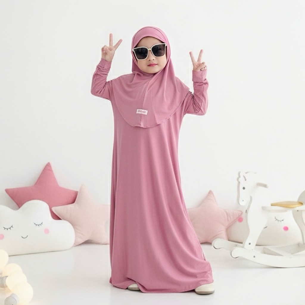 Little Pastella - Calisa Abaya Setelan Hijab | Abaya Balita | Abaya Balita Usia 0 - 6 Tahun