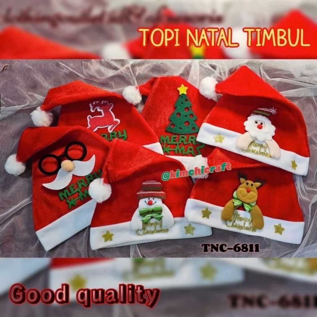 TOPI NATAL TIMBUL KWALITAS BAGUS / TOPI SANTA CLAUS SNOWMAN DEER ( RUSA ) / AKSESORIS PERLENGKAPAN N