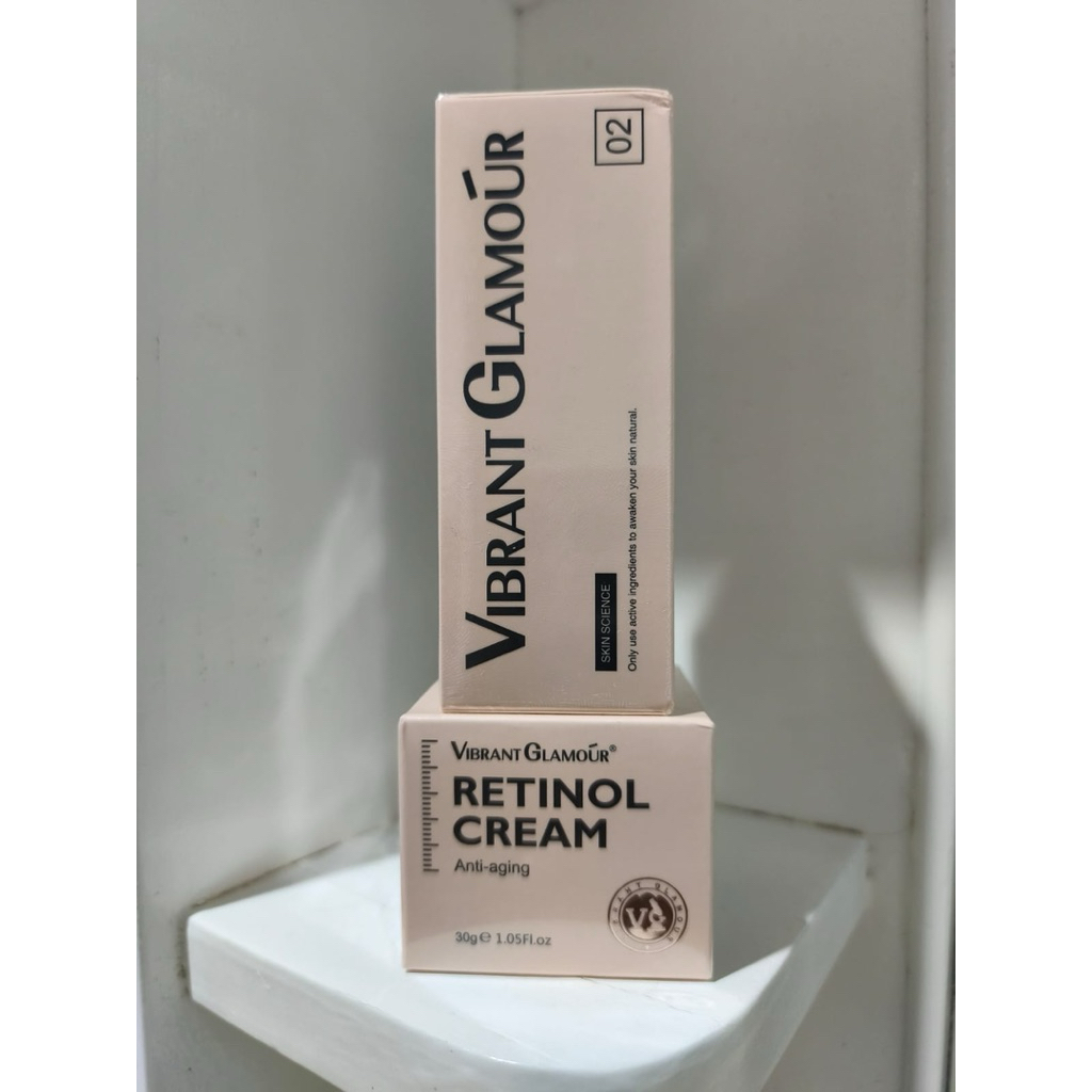 BUNDLE (PAKET) VIBRANT GLAMOUR RETINOL SERUM + RETINOL CREAM ANTI AGING *baca desc*