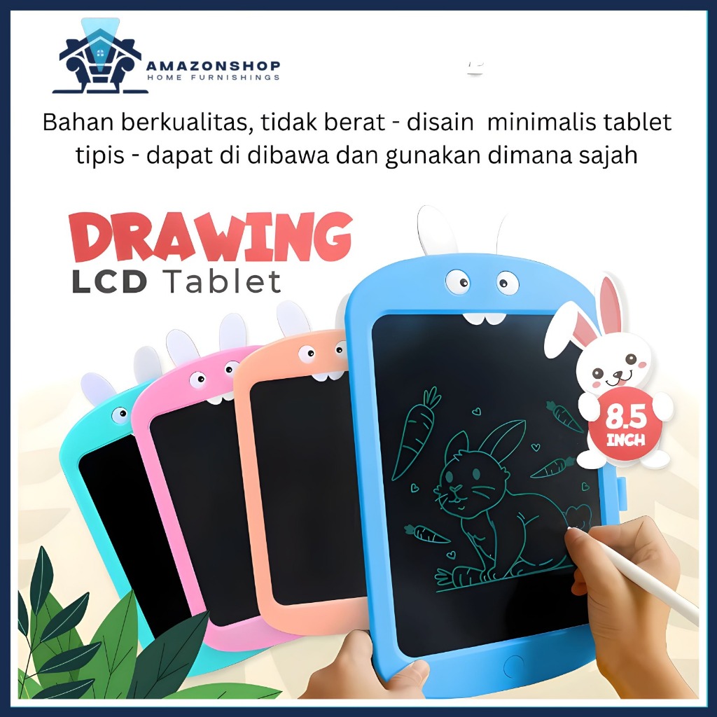 LCD Writing Drawing Tablet Karakter / Papan Tulis Gambar Mainan Edukasi / Drawing Pad Bear