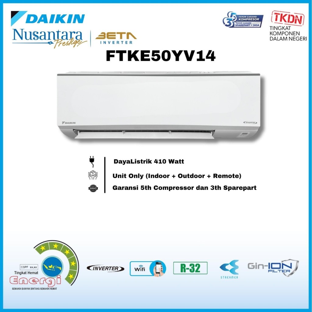 AC DAIKIN 2 PK BETA INVERTER FTKE-50YV14 / FTKE50YV14 - (Medan)