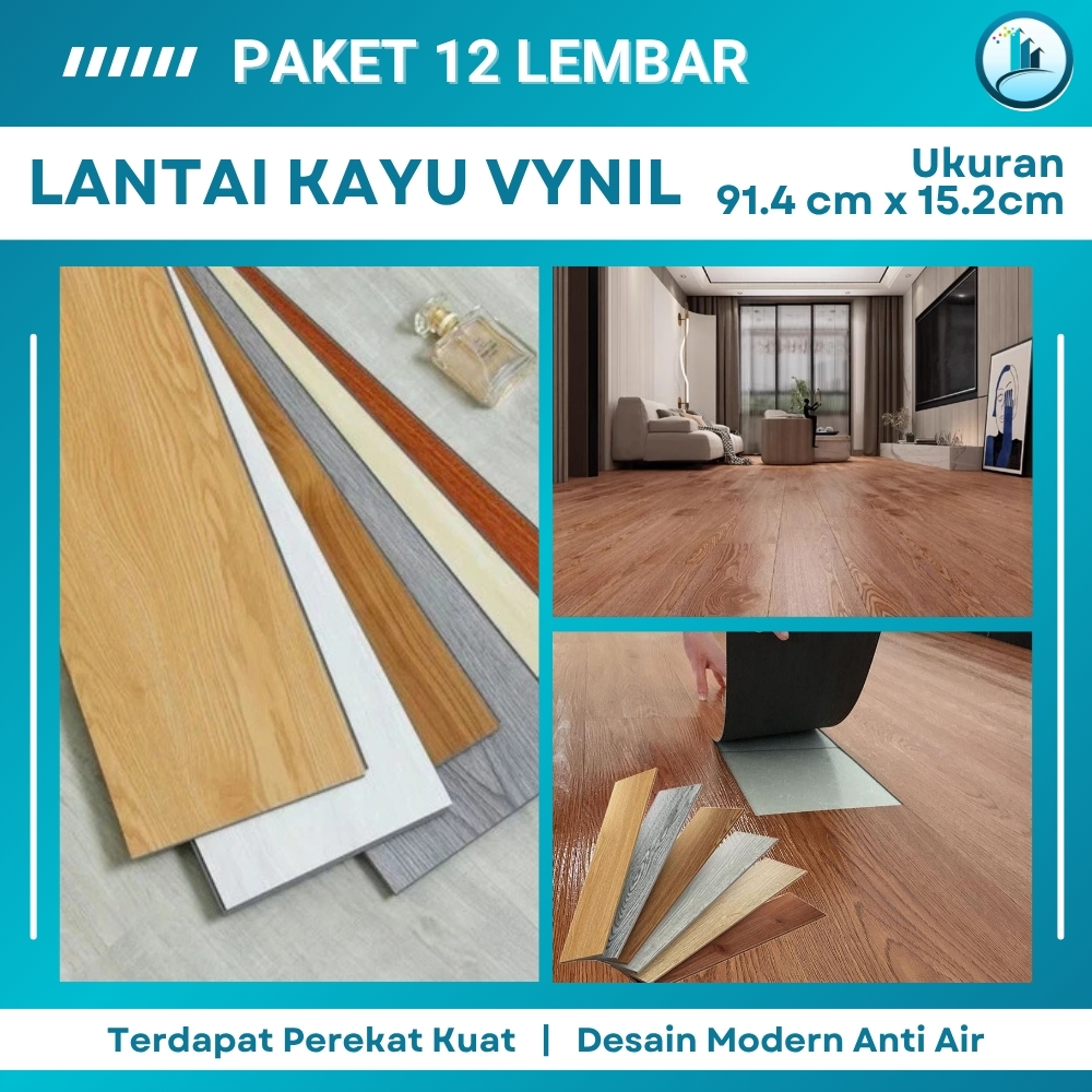 Floor Vinyl Lantai Dekorasi Rumah Sticker Lantai Kayu Vynil Parquet PVC Dengan Lem Anti Rayap