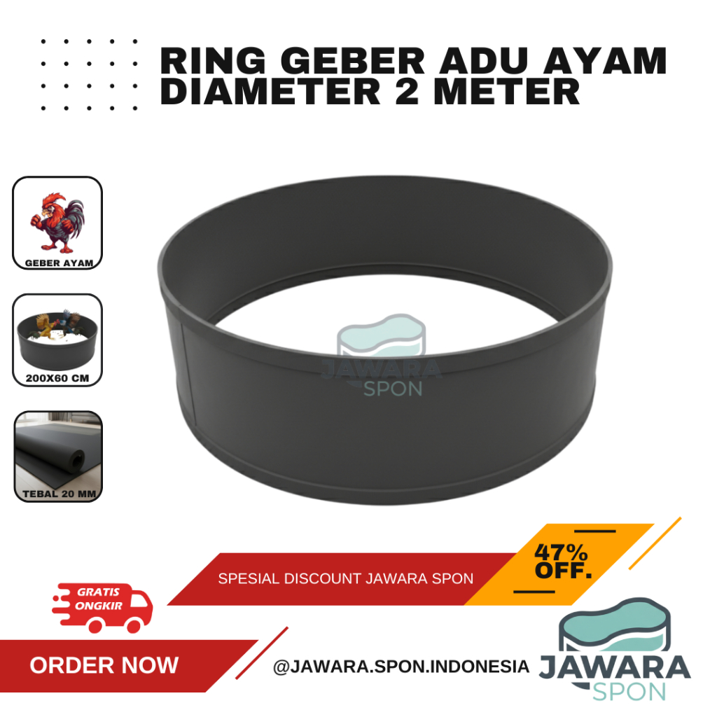 Jawara.Spon Ring Geber Adu Ayam Diameter 2 Meter Kalang Karet Spon Eva Tebal 20 Mm Kualitas Terbaik