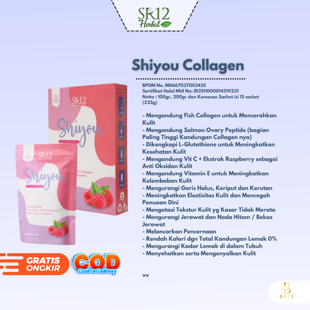 Shiyou Sr12 Glutation Ikan Salmon DNA Collagen Setara 10x Suntik Putih Extra Rapsberry Vit C - Peraw