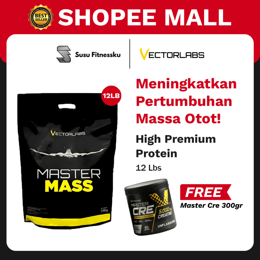 Vectorlabs Master Mass Gainer 12Lbs 5,4kg Susu Protein Penambah Berat Badan