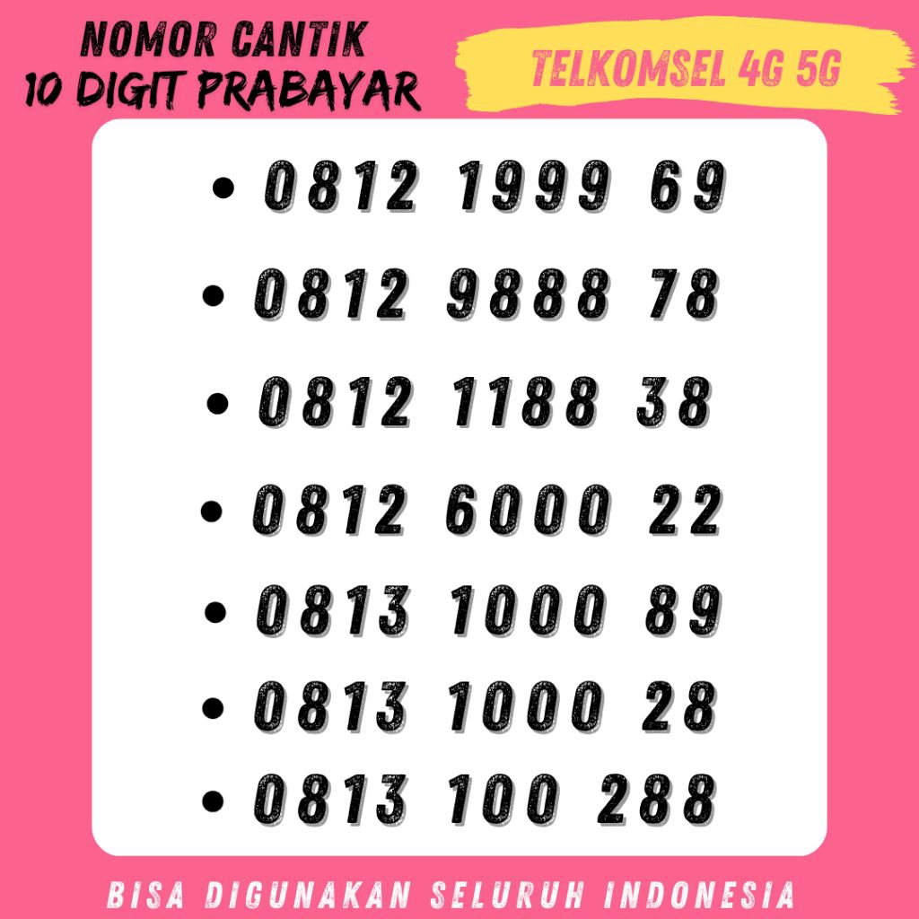 KOLEKSI- 10 ANGKA NOMOR CANTIK SIMPATI TELKOMSEL AS KARTU PERDANA NOMOR CANTIK AS BUKAN KARTU PERDAN