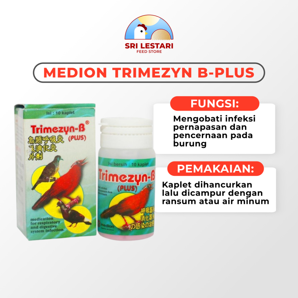 ECERAN TRIMEZYN-B PLUS MEDION obat untuk burung sakit