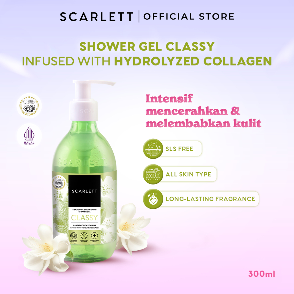 Scarlett Fragrance Brightening Shower Gel Classy | Body Wash | Sabun Mandi Cair