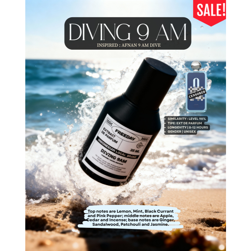 FREEDAY 9AM DIVE PARFUM PREMIUM Pria dan Wanita Special Bundling 35ml Parfume Unisex