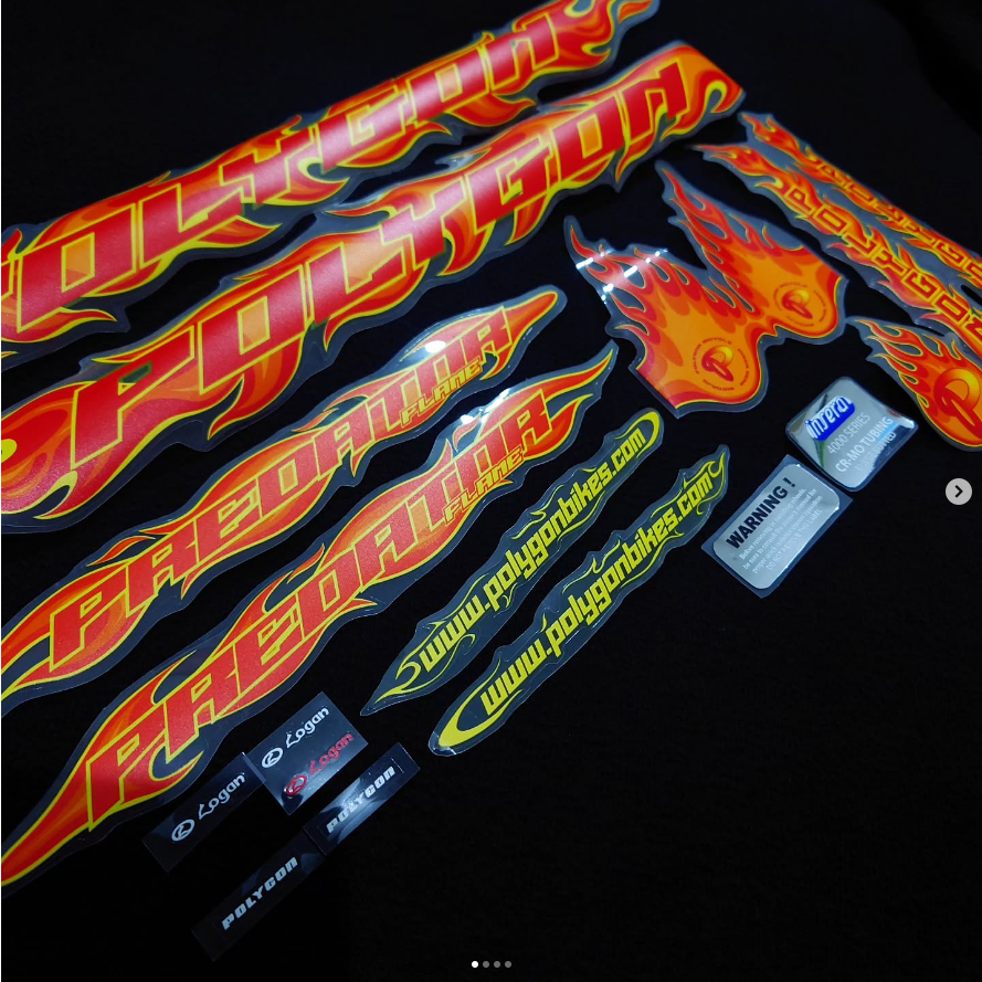 Decal Stiker Sepeda BMX Polygon Predator tahun 2000 Flame Edition Custom Re-Pop