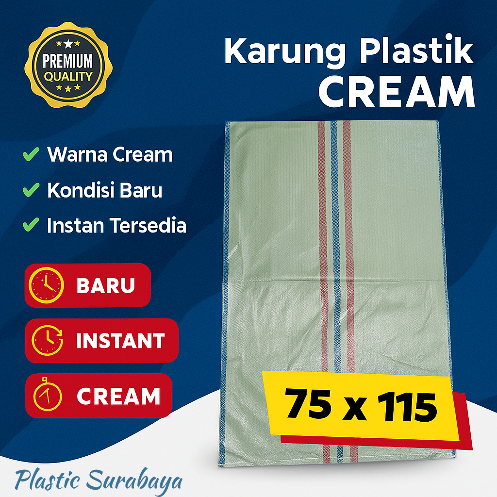 Karung Plastik 75 x 115 Cream | Karung Plastik 100kg Cream