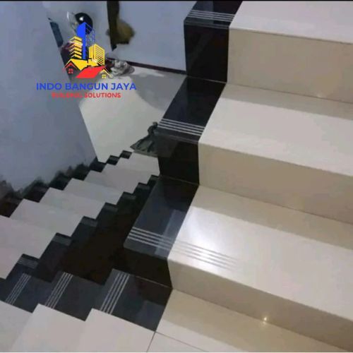 Granit keramik anak tangga kombinasi hitam cream polos 30x70, 30x80, 30x90, 30x100, 30x120 custom