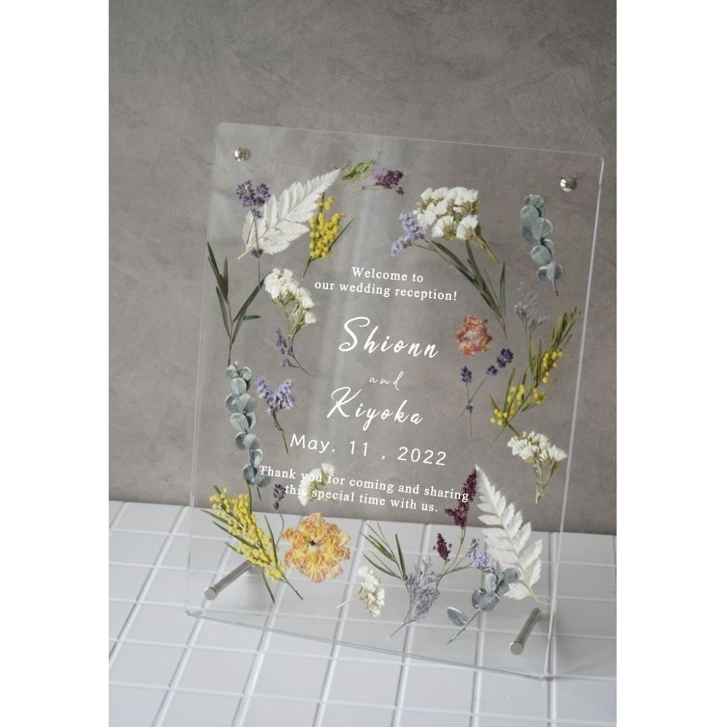 Dekorasi meja elegan Akrilik bunga kering custom kata-kata dan ucapan