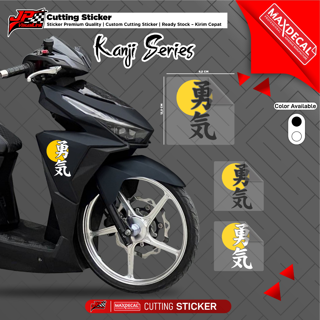 Cutting Sticker Vario LED Old Jepang Kanji Tulisan | Stiker Variasi Motor Glossy Kanji Series