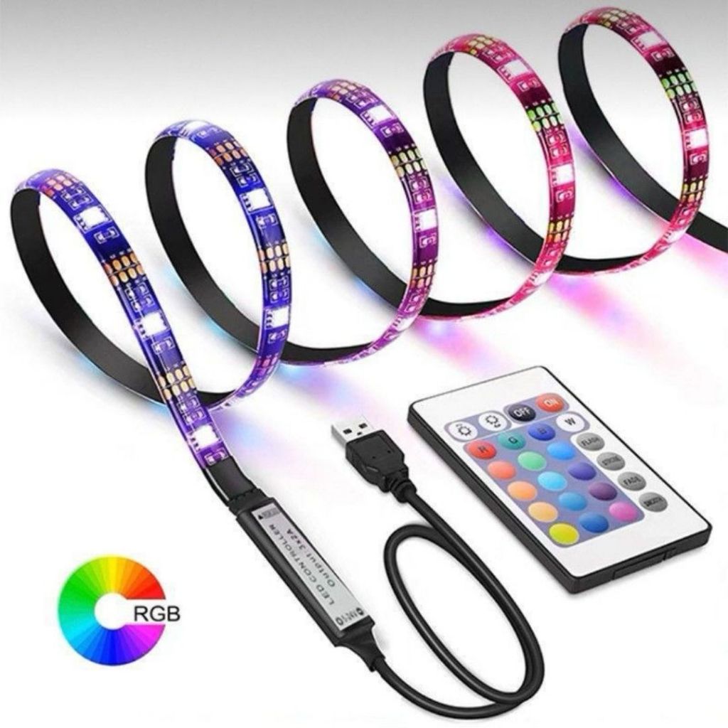 COD Lampu LED Strip 5050 Colok USB 5 Volt RGB Remote