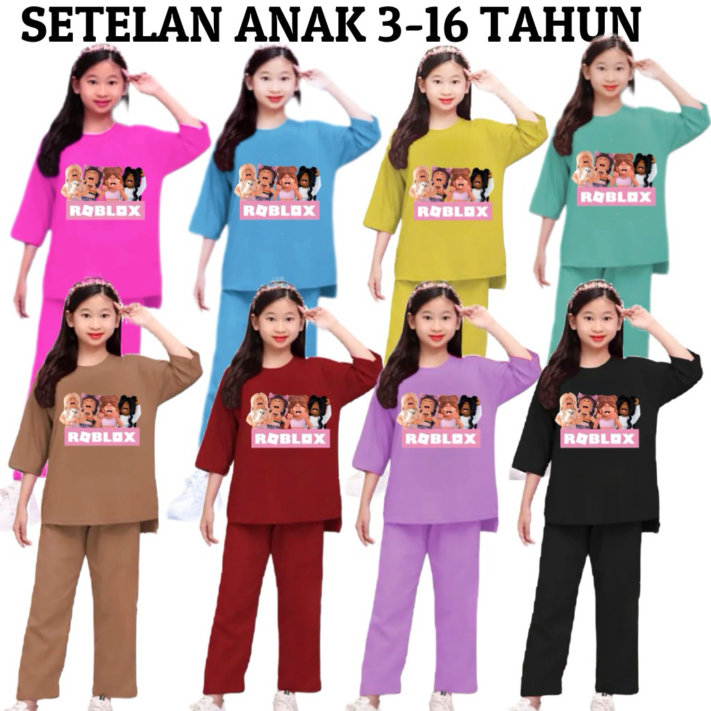 SETELAN ROBLOX ANAK / BAJU ROBLOX ANAK / SETELAN ANAK PEREMPUAN VIRAL / ROBLOX 4